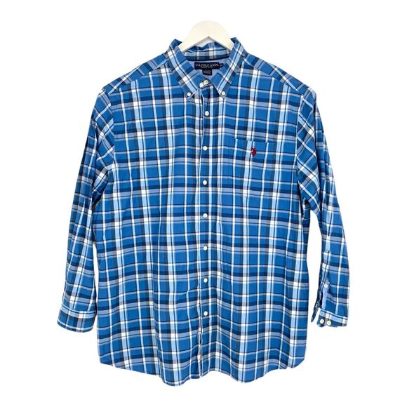 US Polo Assn Shirt Mens 2XL Blue Plaid Button Down‎ Long Sleeve - Picture 1 of 12